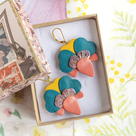 Bijoux Orchidées Artisanaux en Cuir Recyclé