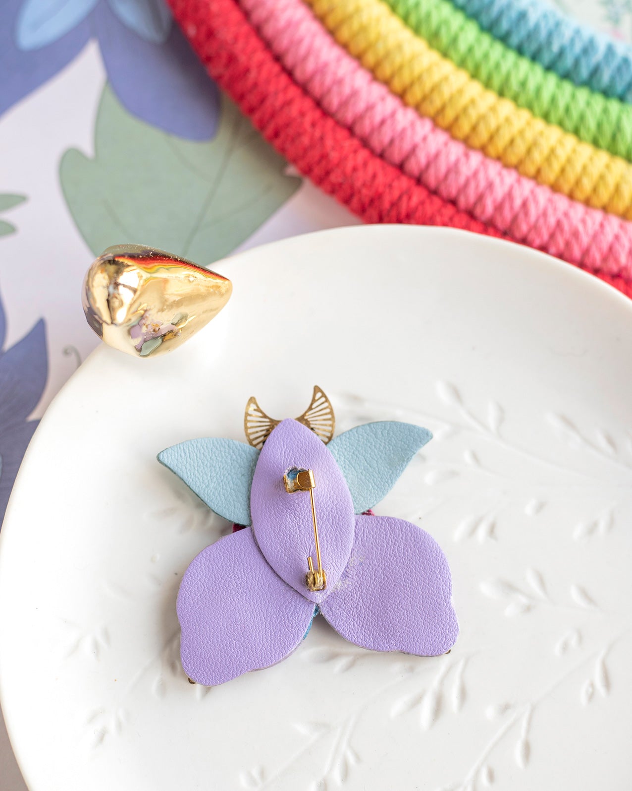 Broche Papillon - violet, bleu, mauve, fuchsia, outremer