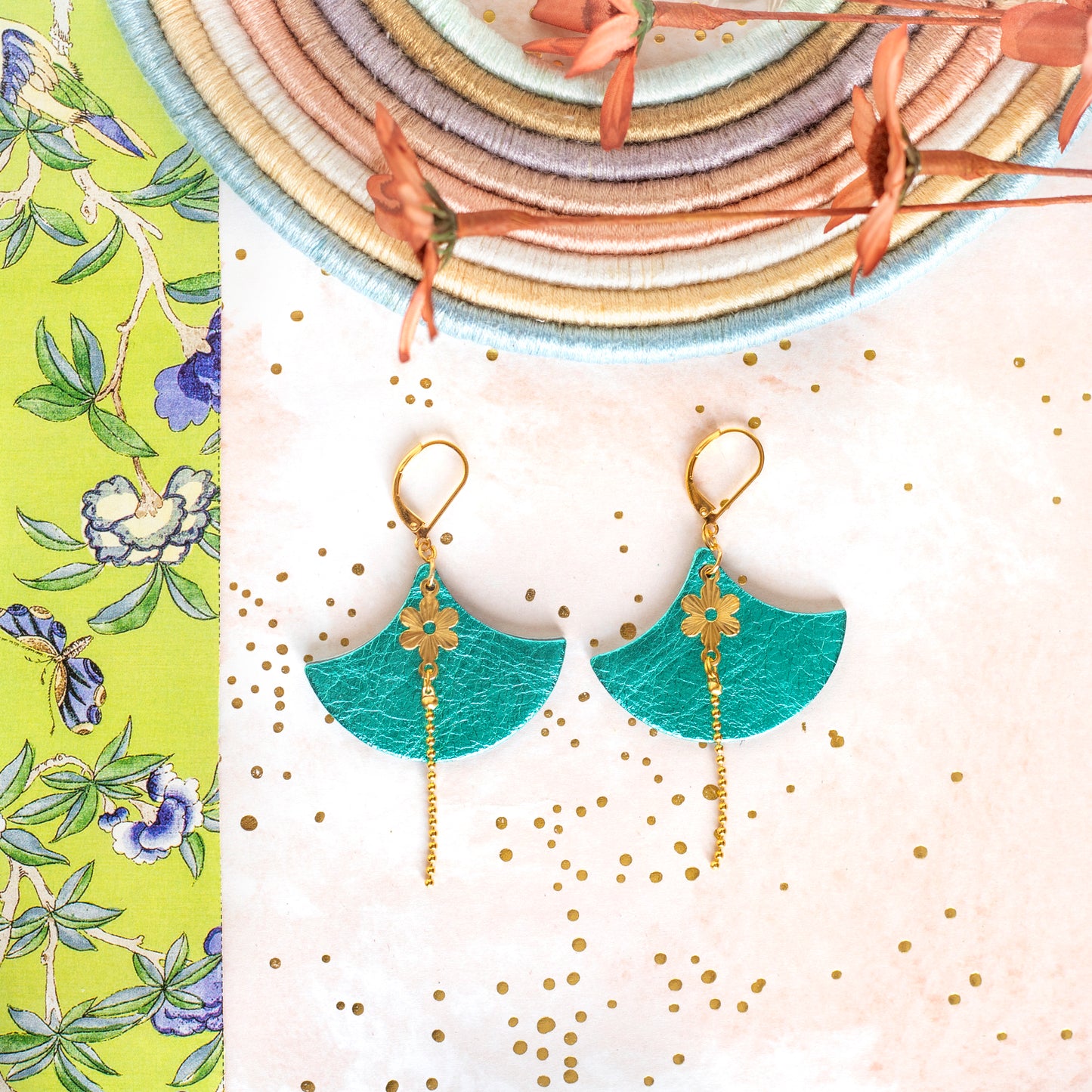 Boucles d'oreilles Chiara cuir bleu turquoise