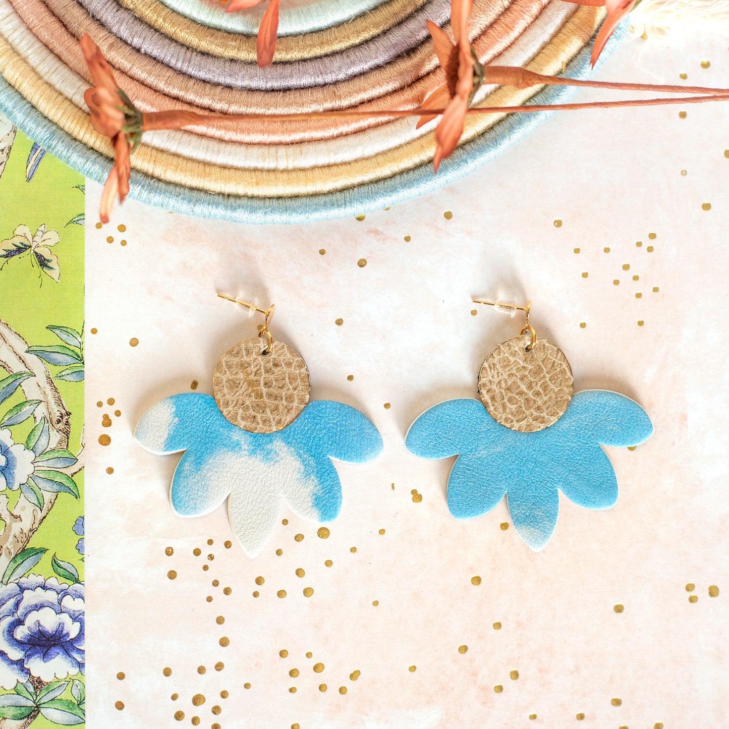 Boucles d'oreilles Flora cuir nuage