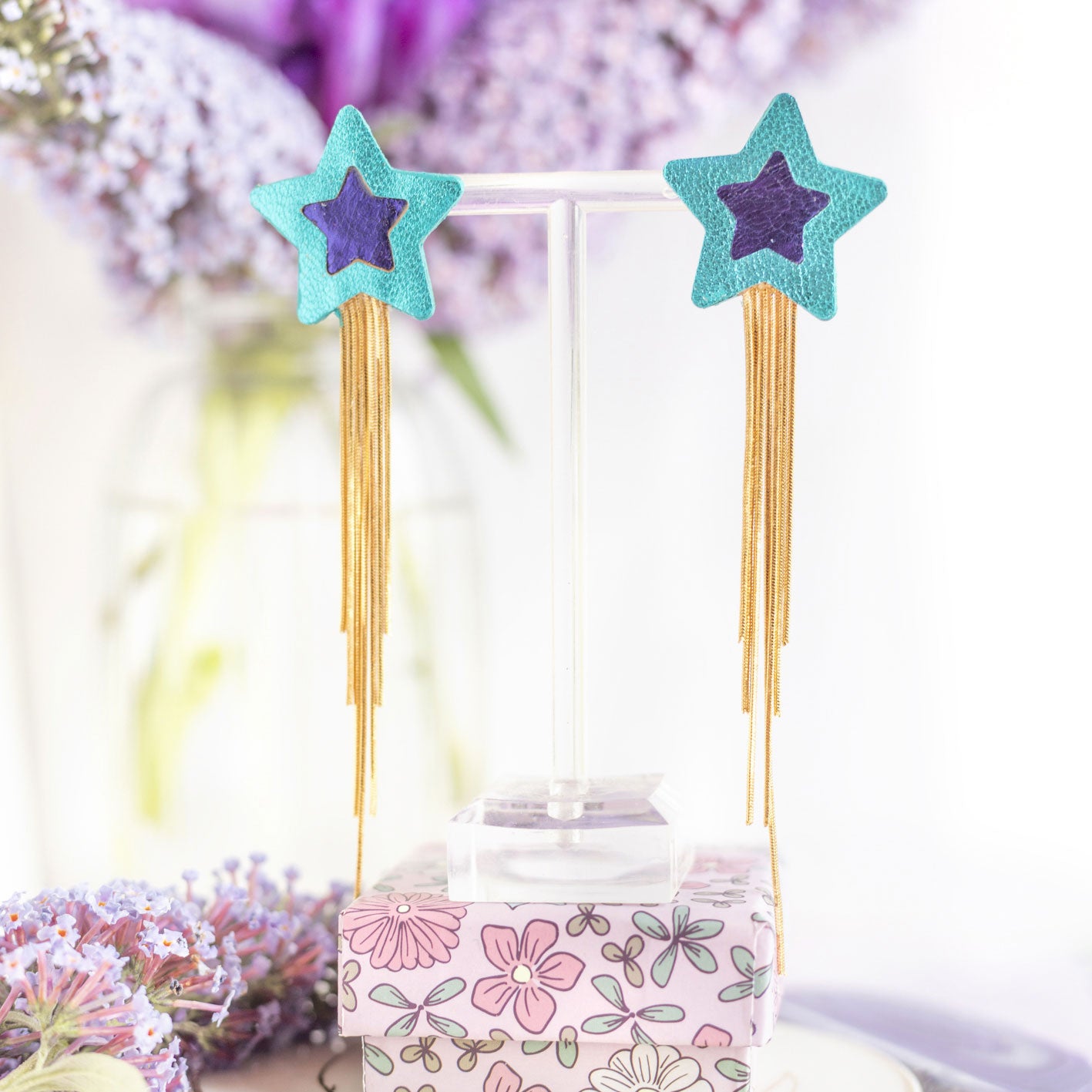 Boucles d'oreilles Comètes bleu et violet