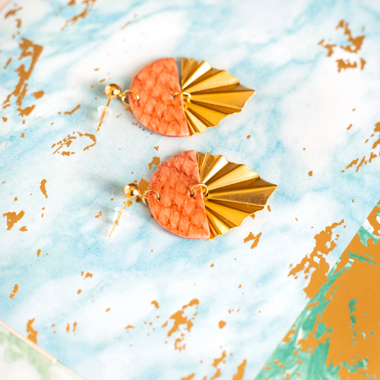 Boucles d'oreilles Haley cuir rose saumon