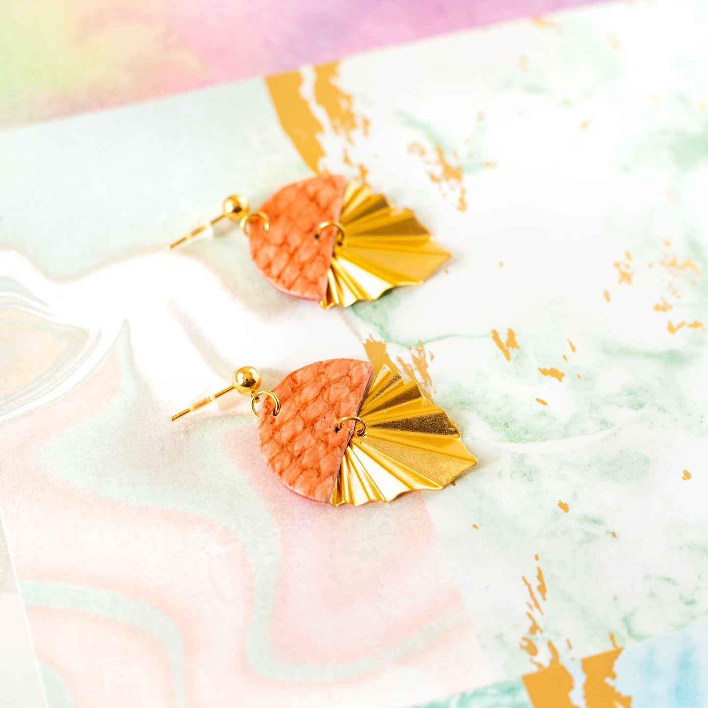 Boucles d'oreilles Haley cuir rose saumon