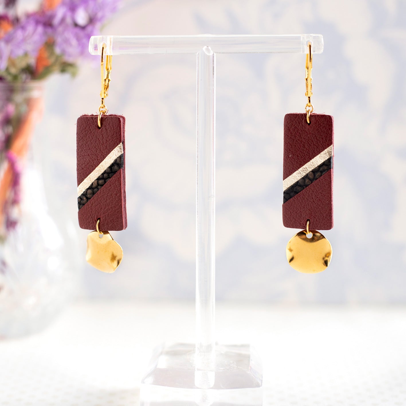 Boucles d’oreilles Margot bordeaux