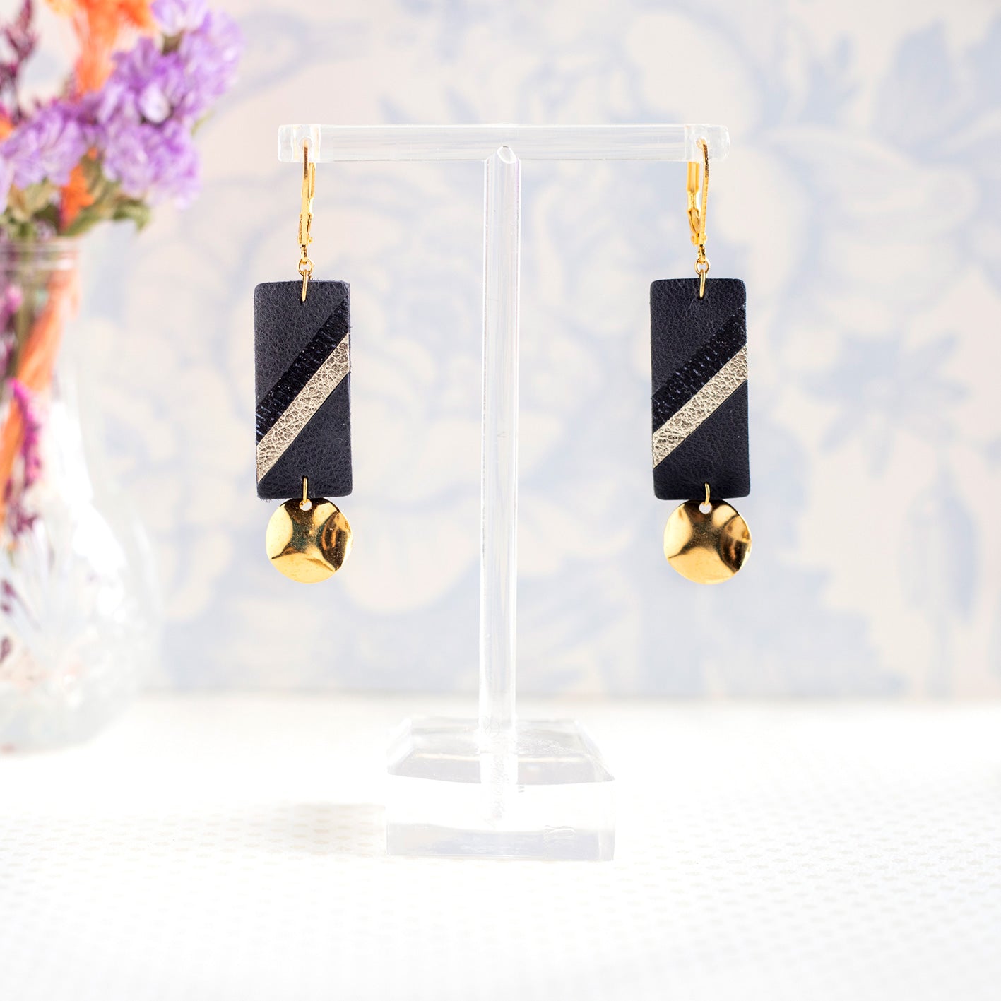 Boucles d’oreilles Margot noir et argent