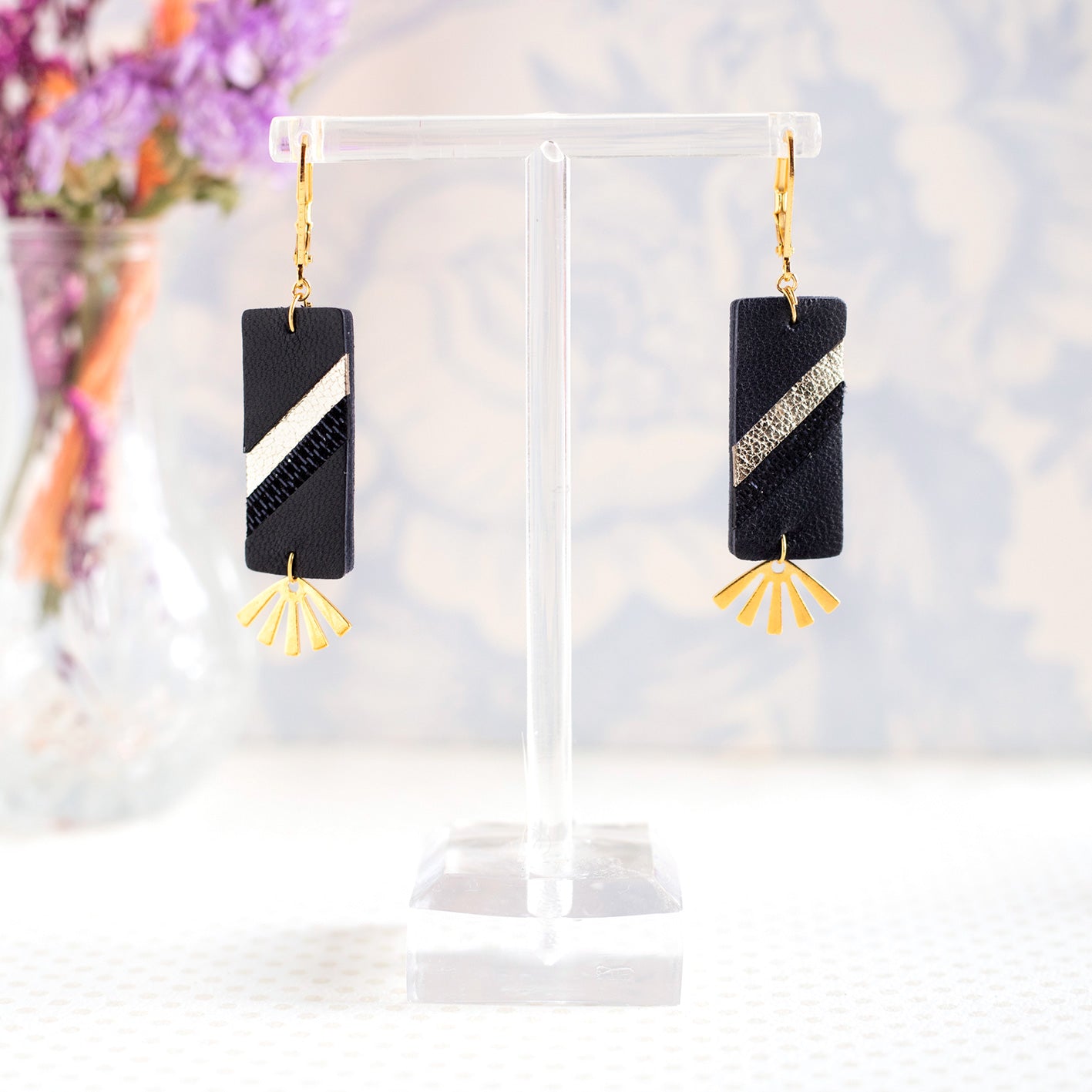 Boucles d’oreilles Margot noir et argent