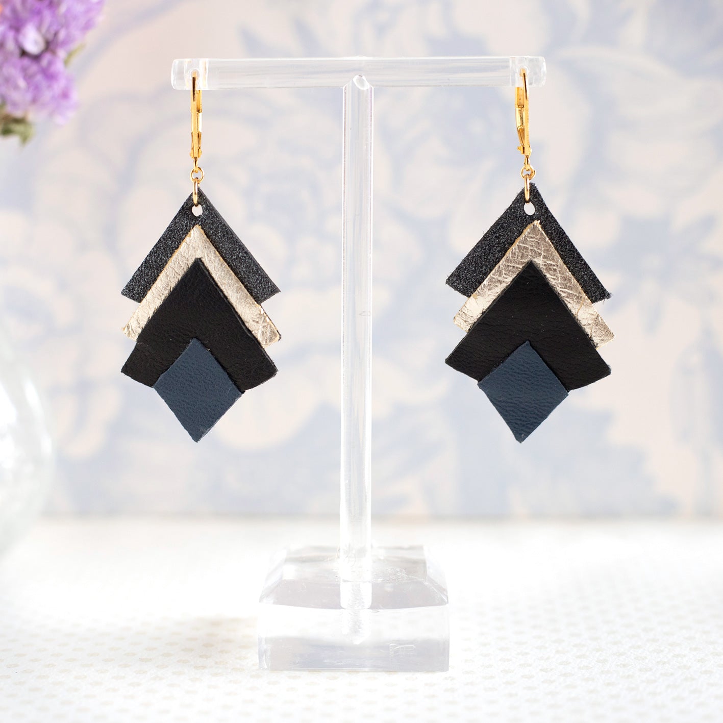 Boucles d’oreilles Jodie noir argent indigo