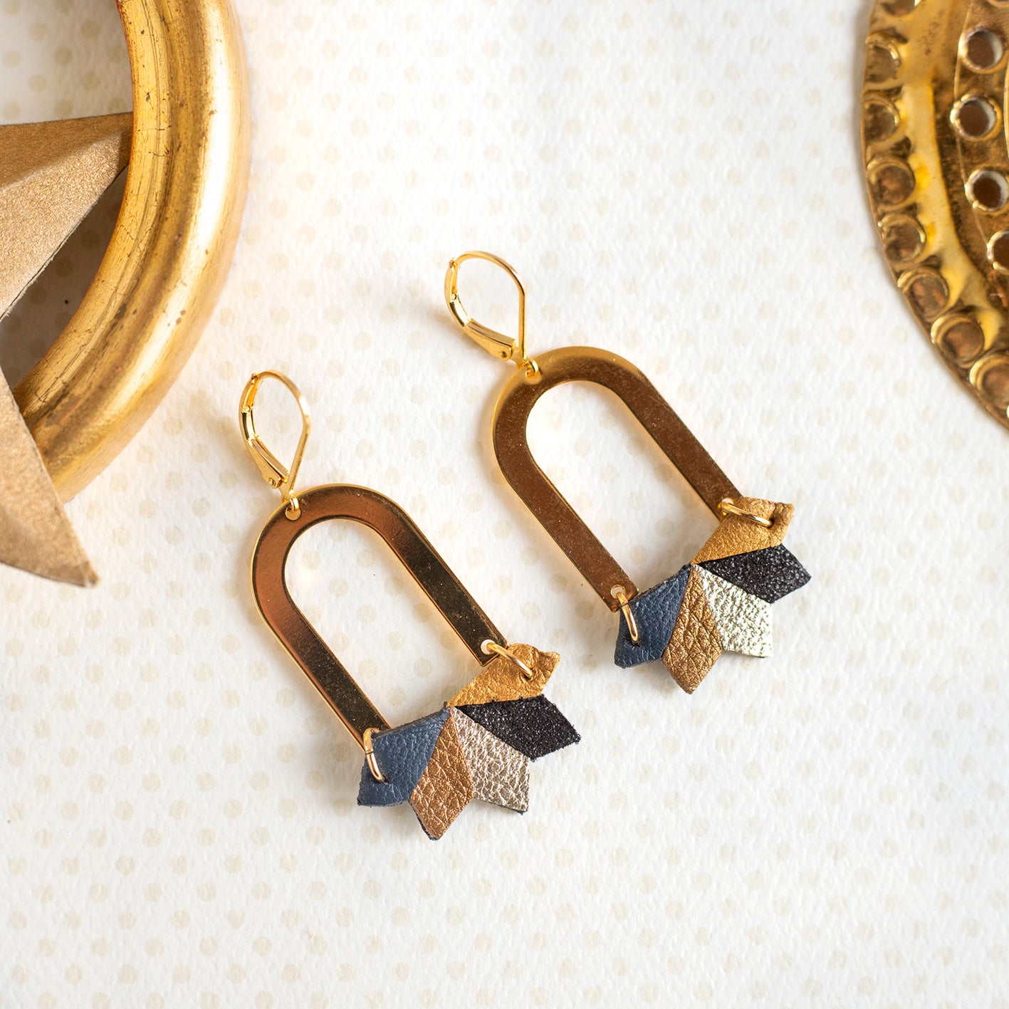 Boucles d’oreilles Viviane bleu indigo et bronze