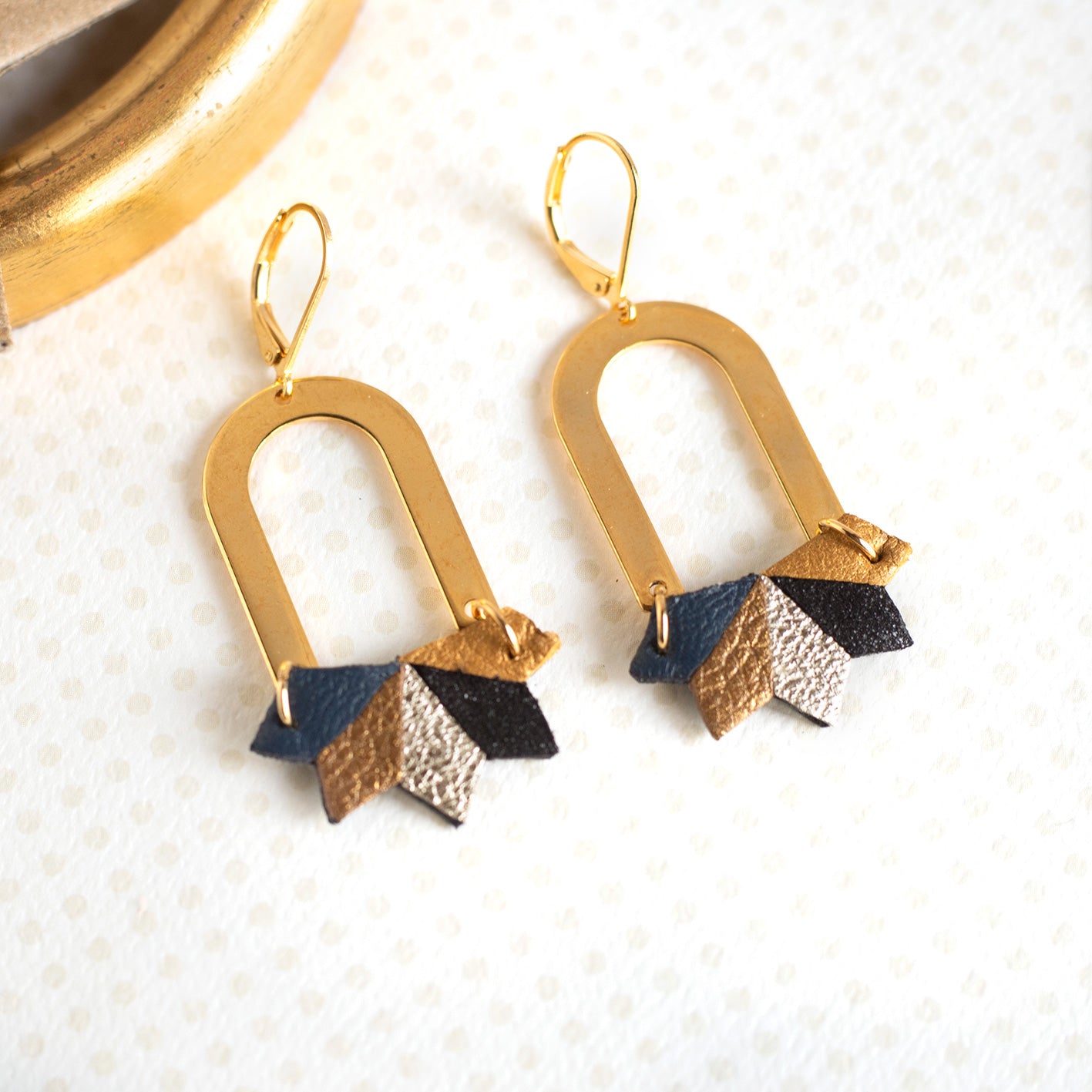 Boucles d’oreilles Viviane bleu indigo et bronze