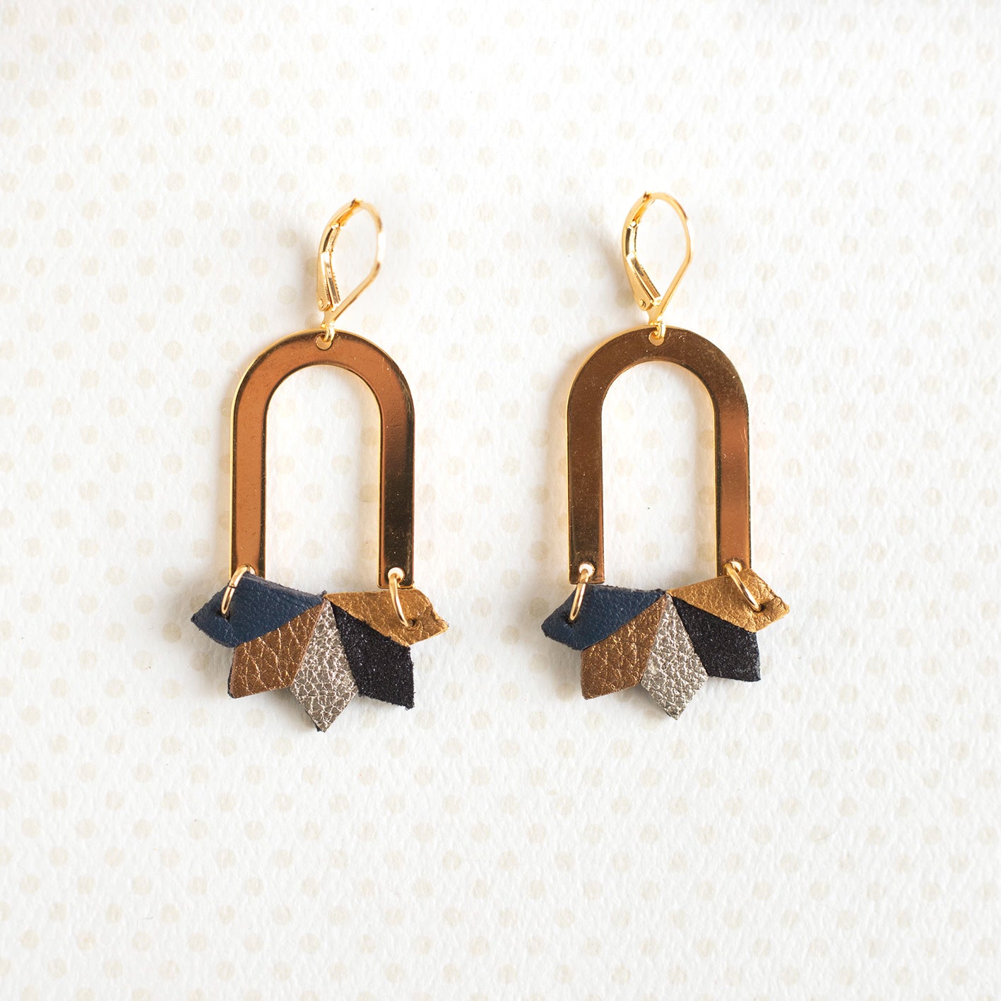 Boucles d’oreilles Viviane bleu indigo et bronze