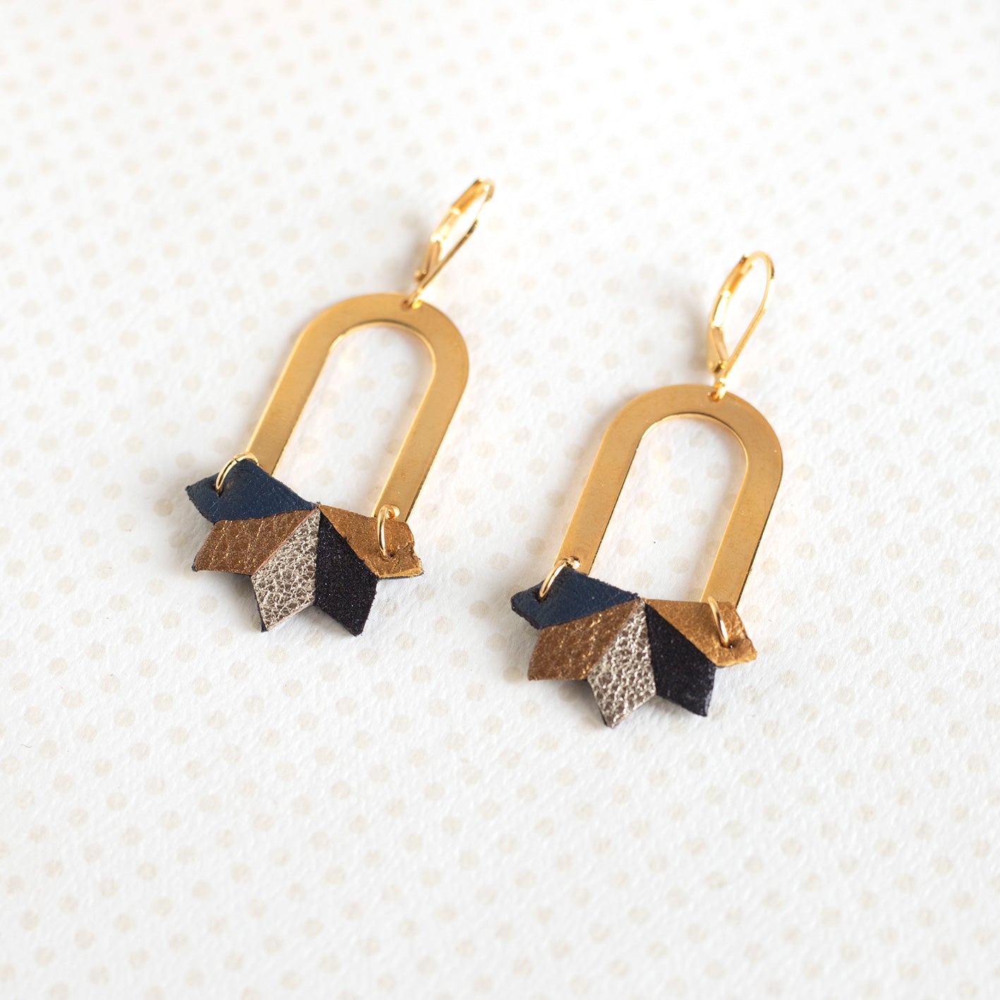 Boucles d’oreilles Viviane bleu indigo et bronze