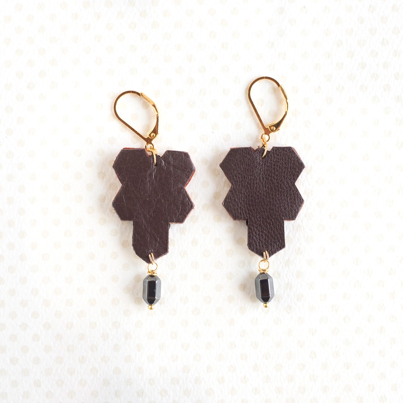 Boucles d’oreilles Mini Sixty cuir brun saumon terracotta