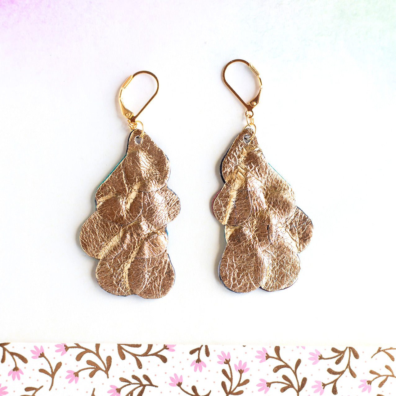 Boucles d'oreilles Queue de Paon violet, bleu, turquoise