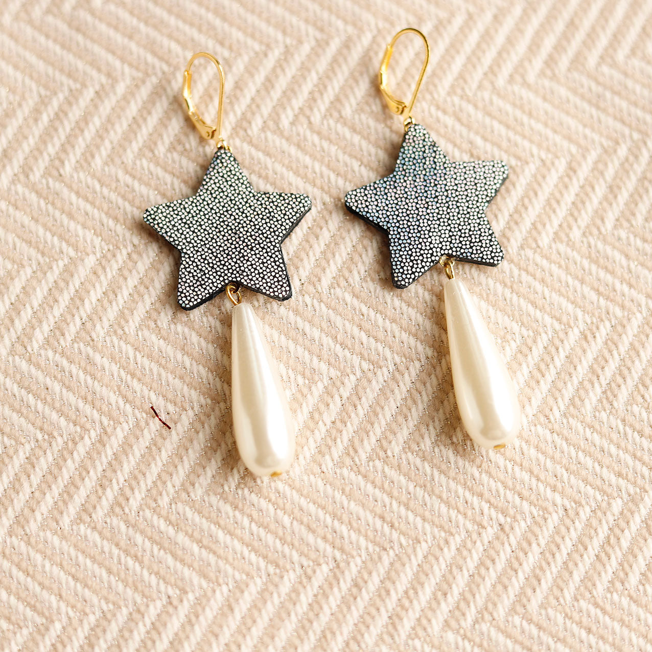 Boucles d'oreilles Etoiles argent holographique