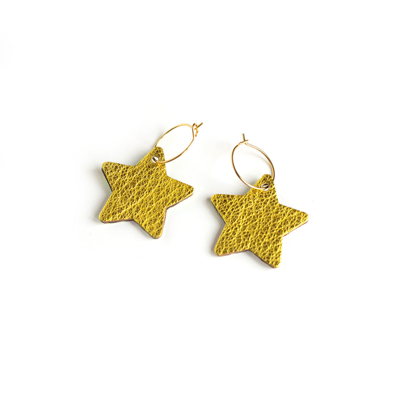 Boucles d'oreilles Etoiles holographiques rose et jaune