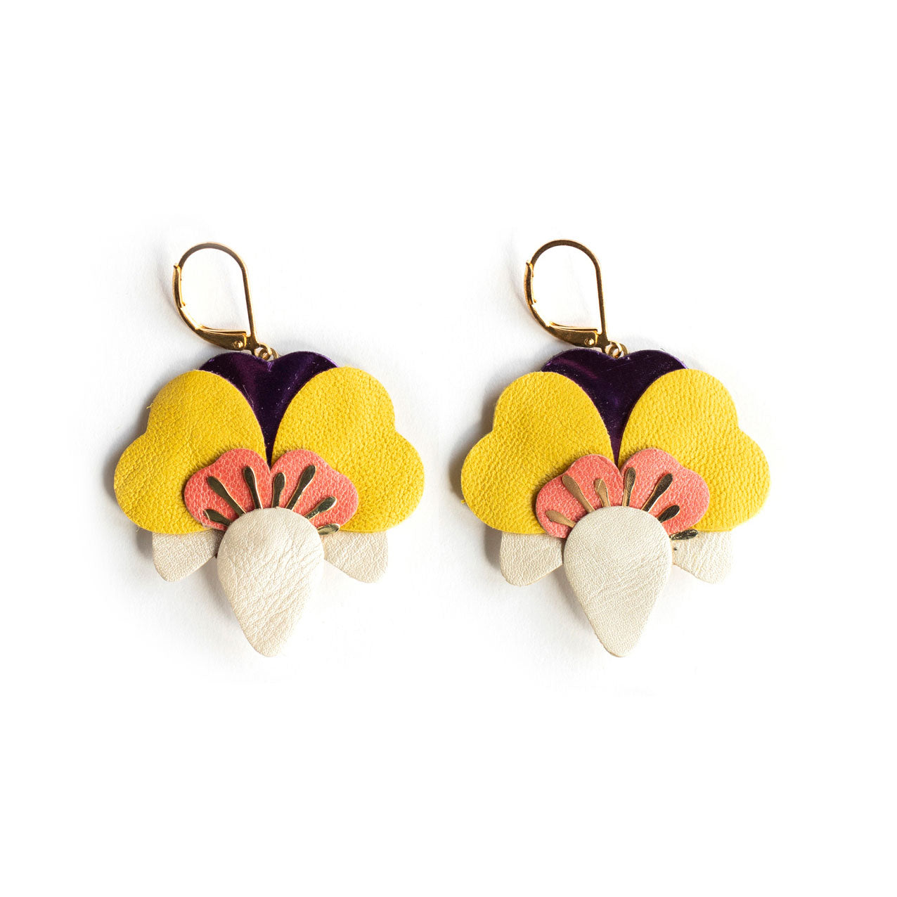 Boucles d’oreilles Orchidées - blanc, capucine, jaune, violet