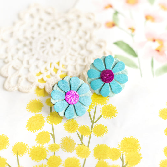 Boucles d'oreilles puces Aster bleu Caraïbes