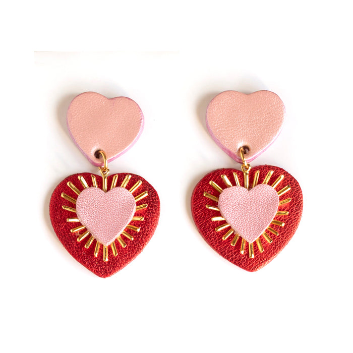 Boucles d'oreilles Ex Voto cuirs métallisés (couleurs au choix)