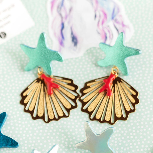 Boucles d'oreilles Atlantide - cuir et acier