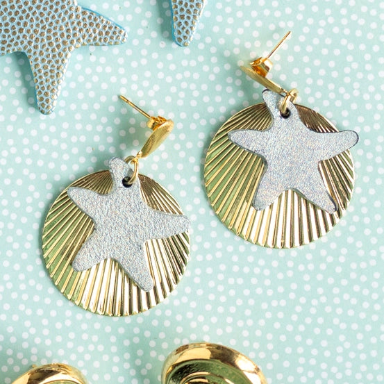 Boucles d'oreilles cuir et laiton - Rivages