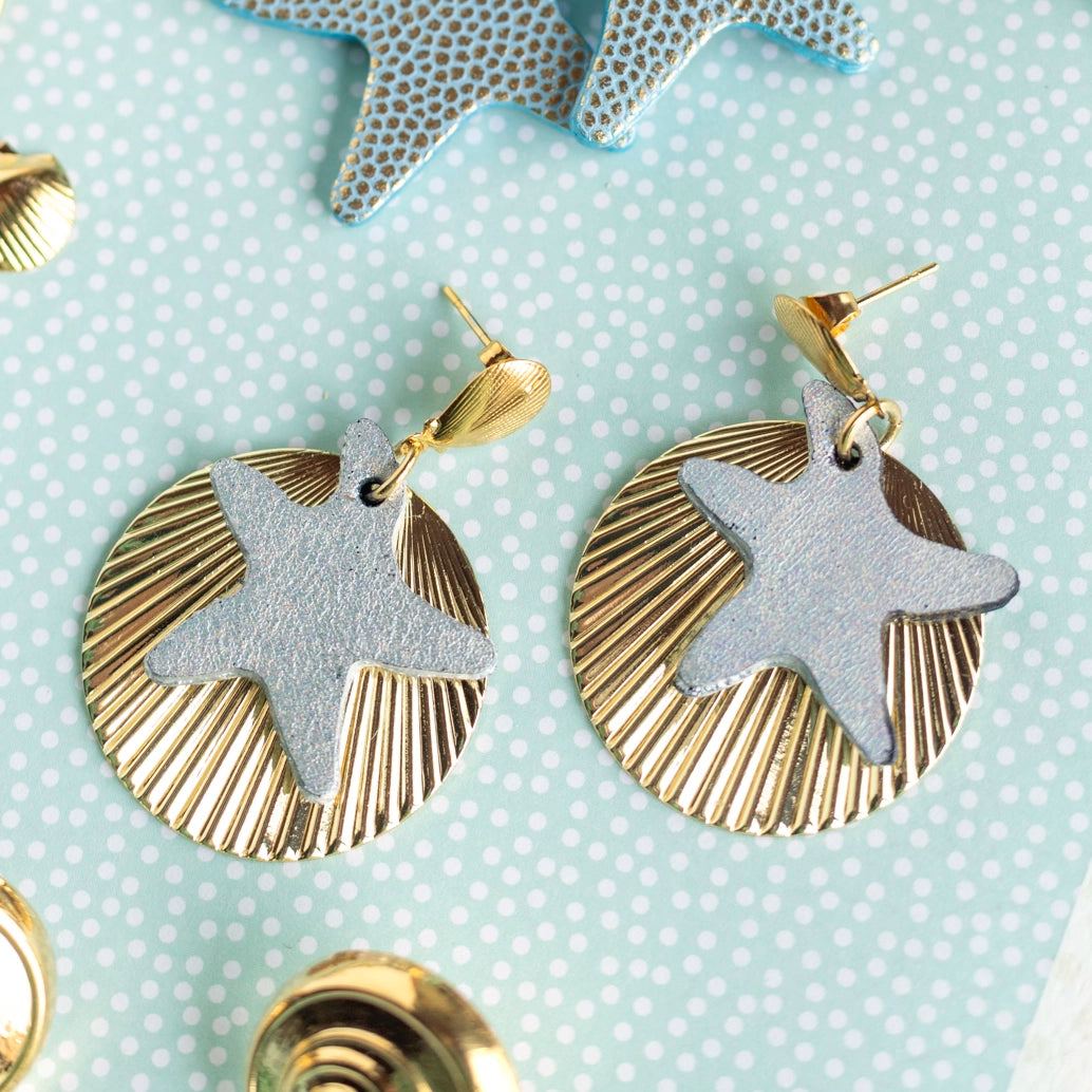 Boucles d'oreilles cuir et laiton - Rivages