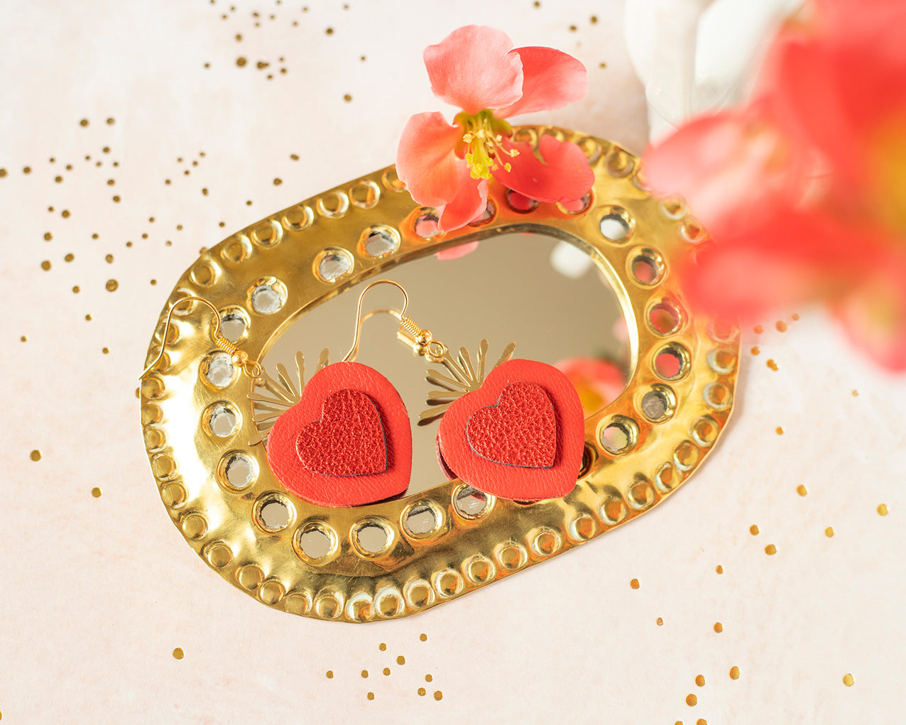 Boucles d'oreilles Coeurs sacrés rouge