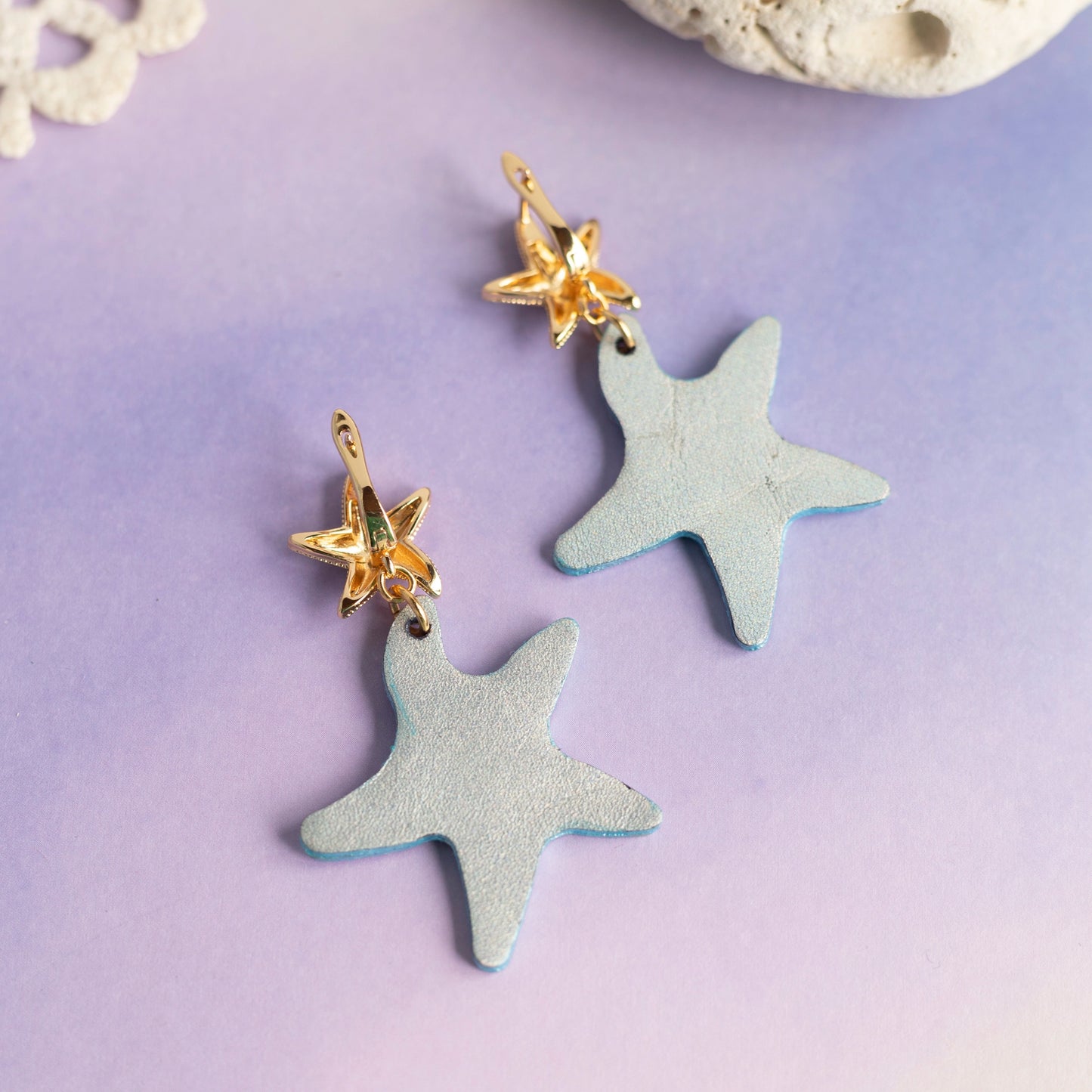 Boucles d'oreilles Iceberg - cuir et acier