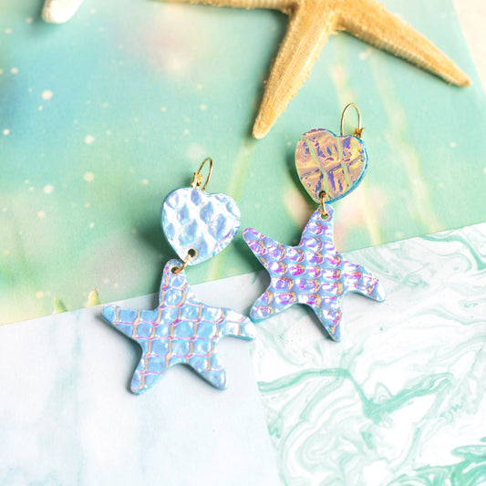 Boucles d'oreilles Arctique - cuir blanc holographique