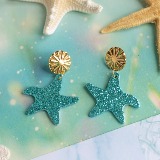 Boucles d'oreilles Calypso - cuir bleu turquoise et attaches en acier