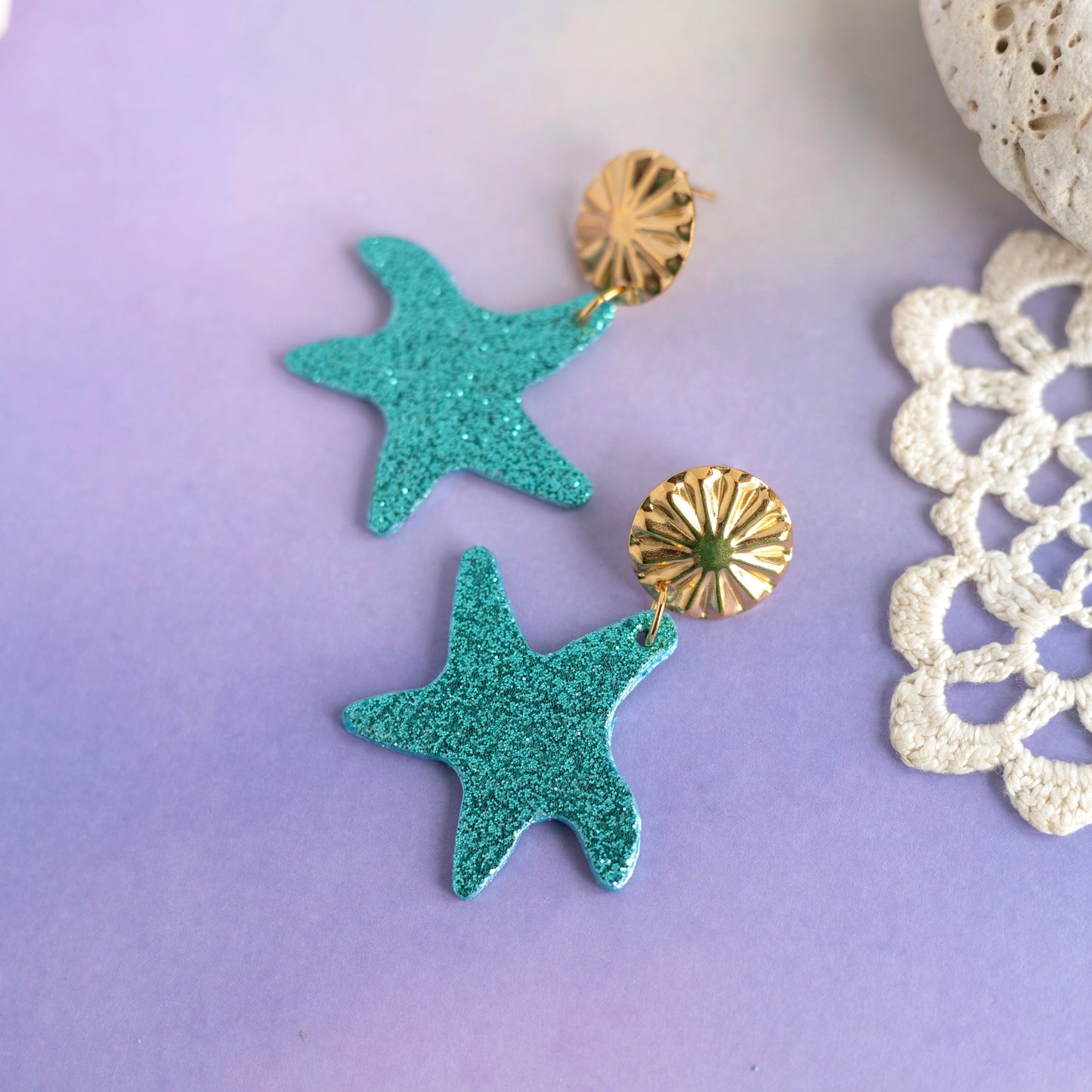 Boucles d'oreilles Calypso - cuir bleu turquoise et attaches en acier