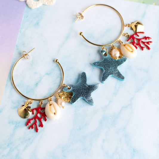 Boucles d'oreilles créoles Corail