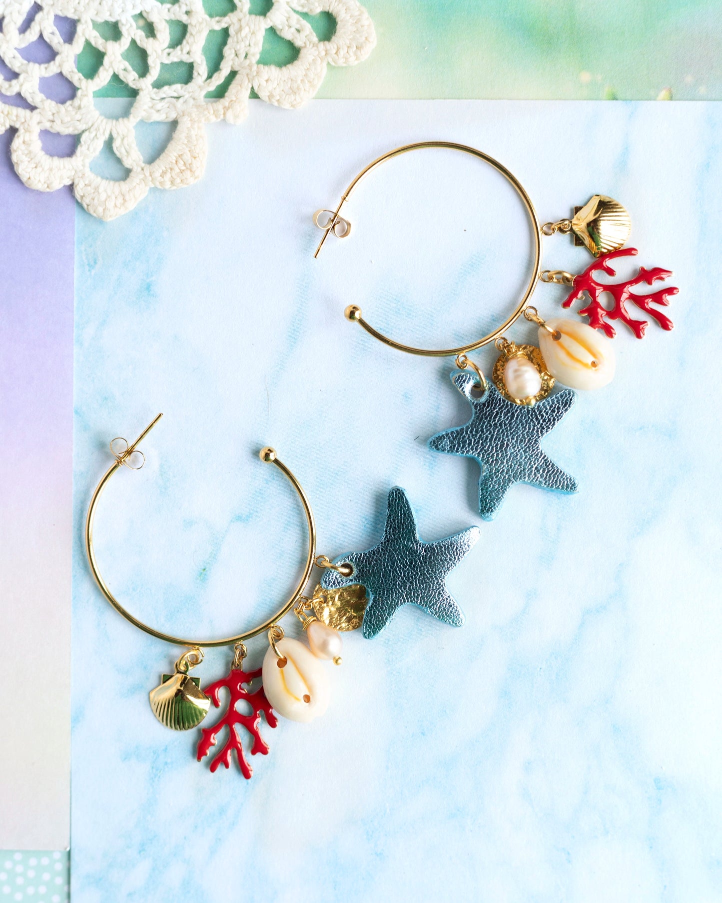 Boucles d'oreilles créoles Corail