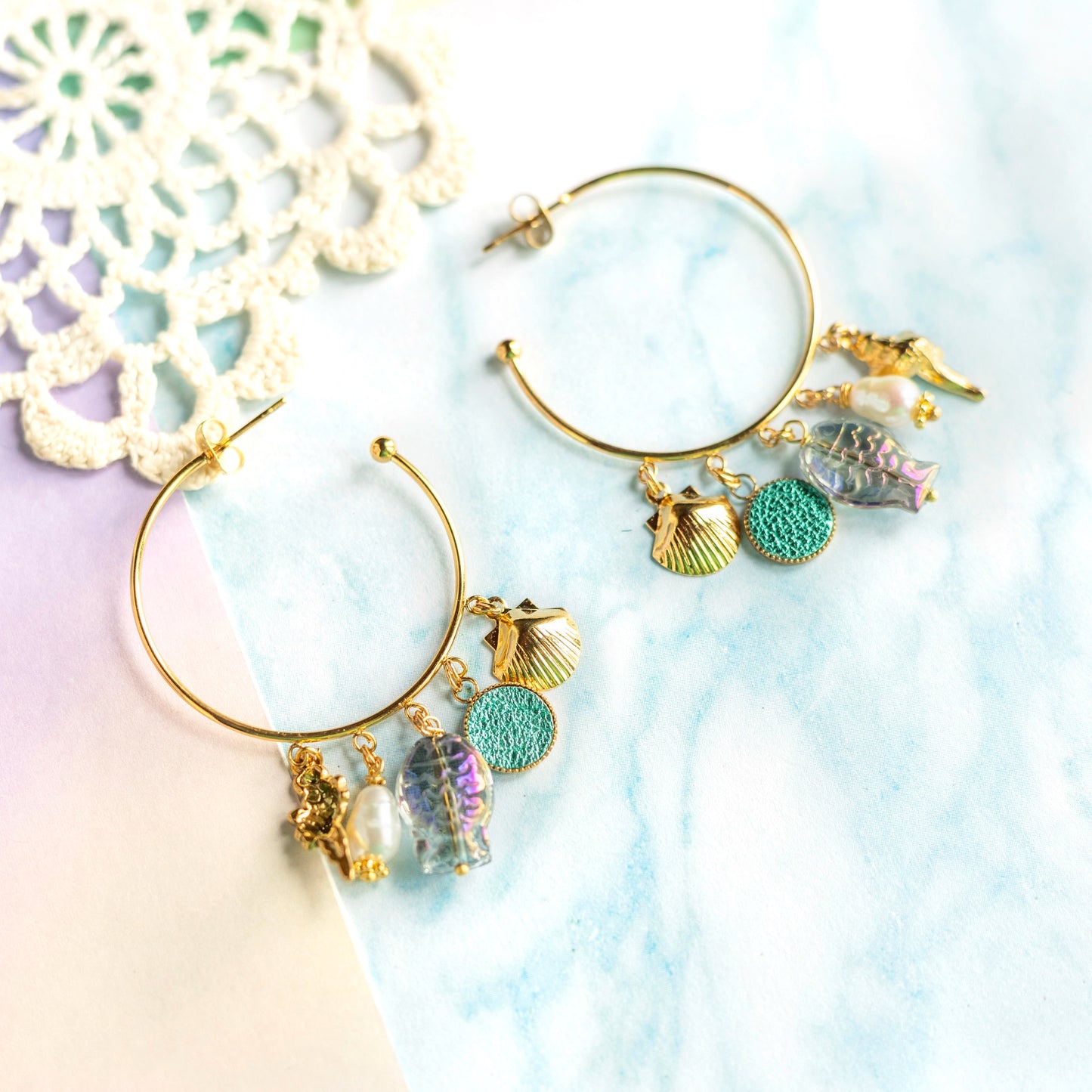 Boucles d'oreilles créoles Lagon