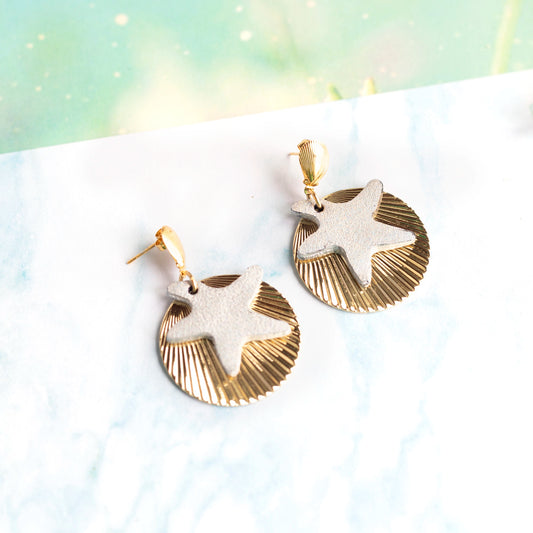 Boucles d'oreilles cuir et laiton - Rivages