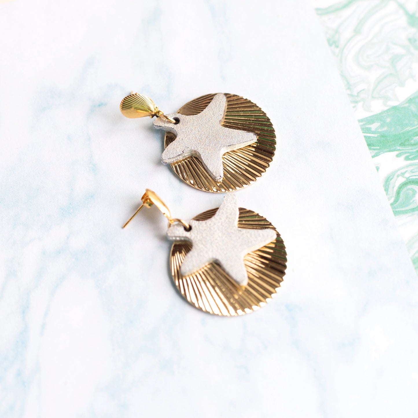 Boucles d'oreilles cuir et laiton - Rivages