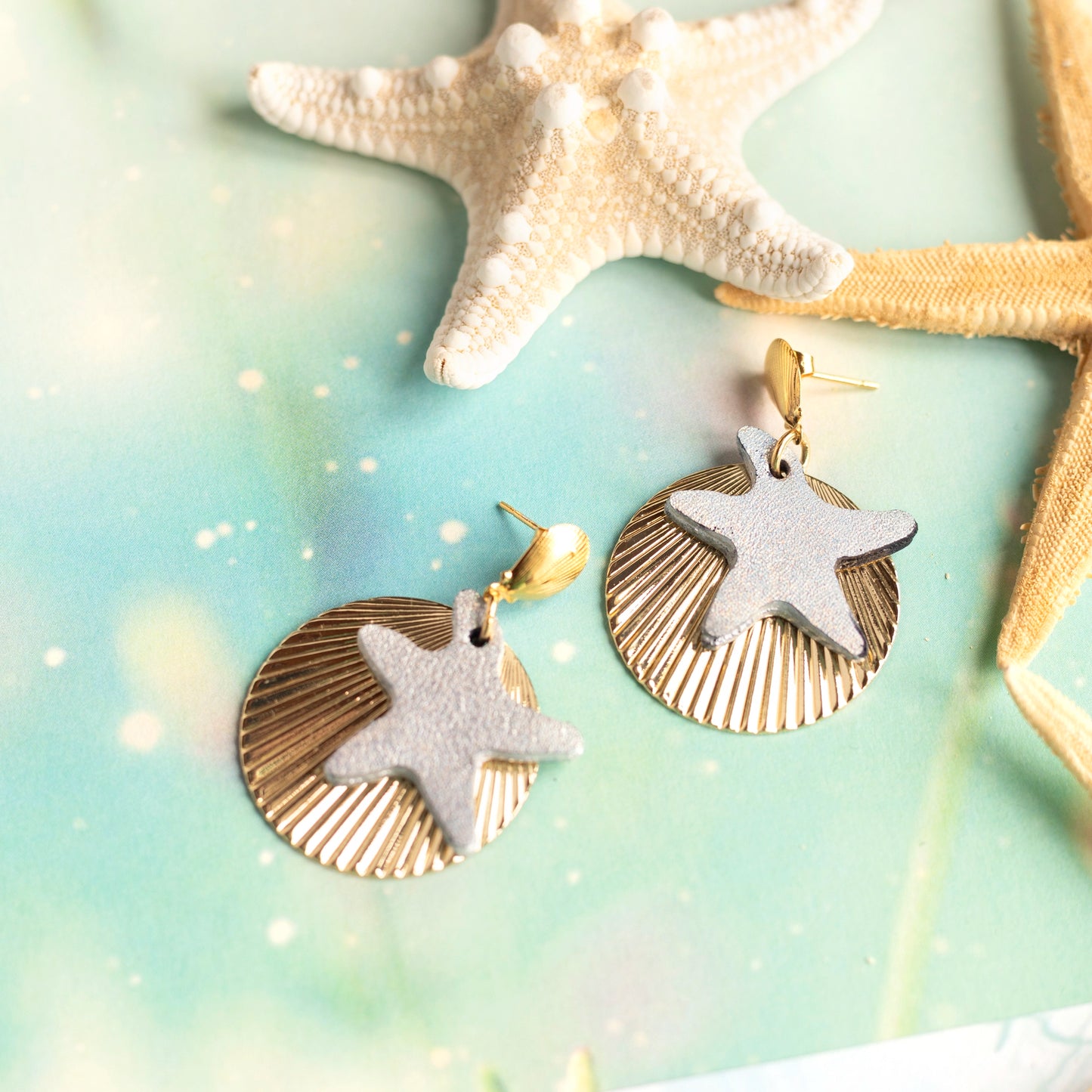 Boucles d'oreilles cuir et laiton - Rivages