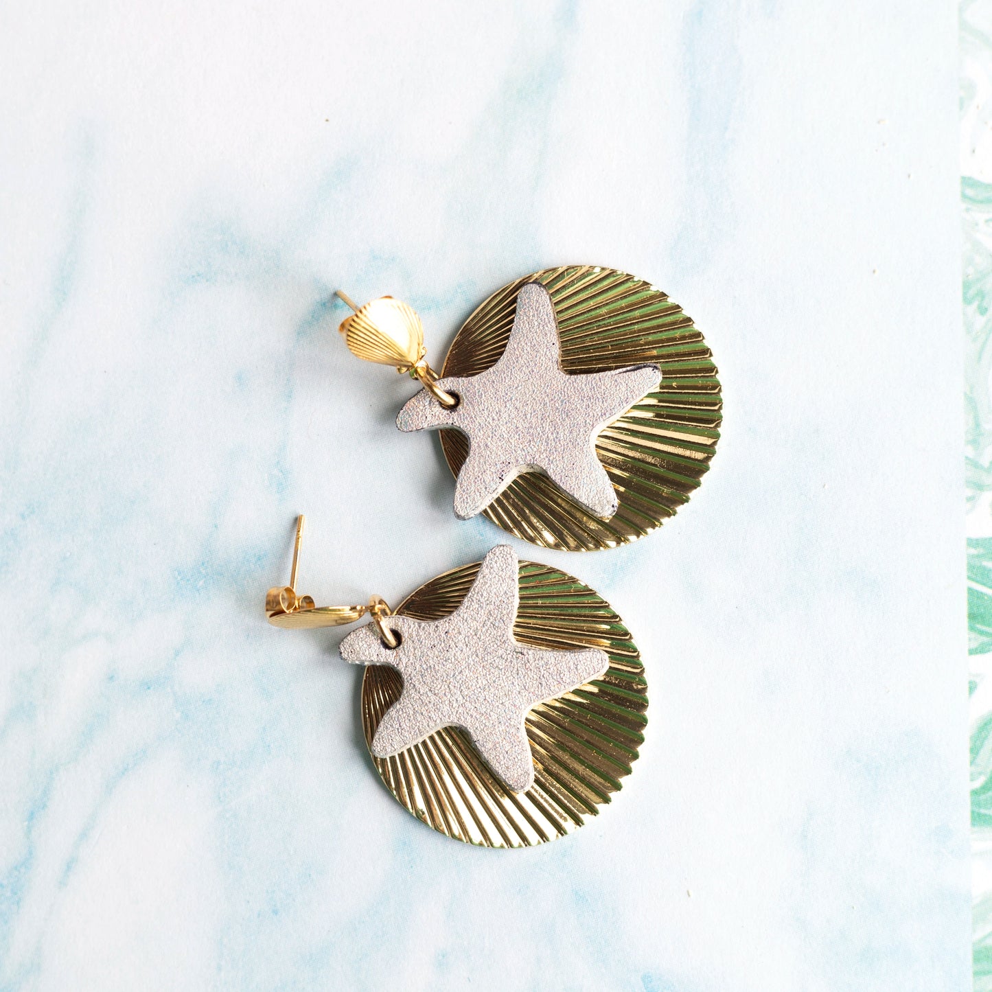 Boucles d'oreilles cuir et laiton - Rivages
