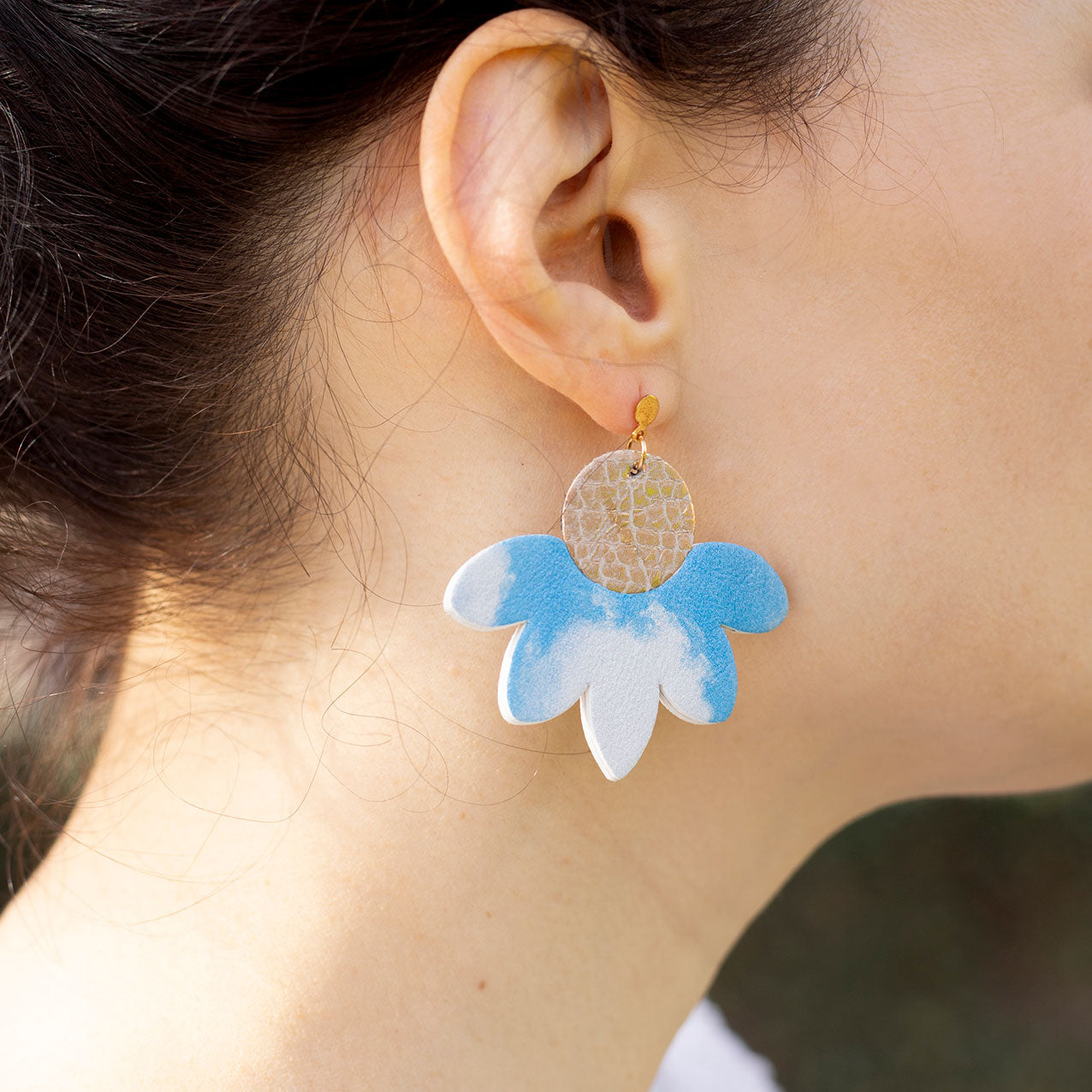 Boucles d'oreilles Flora cuir nuage