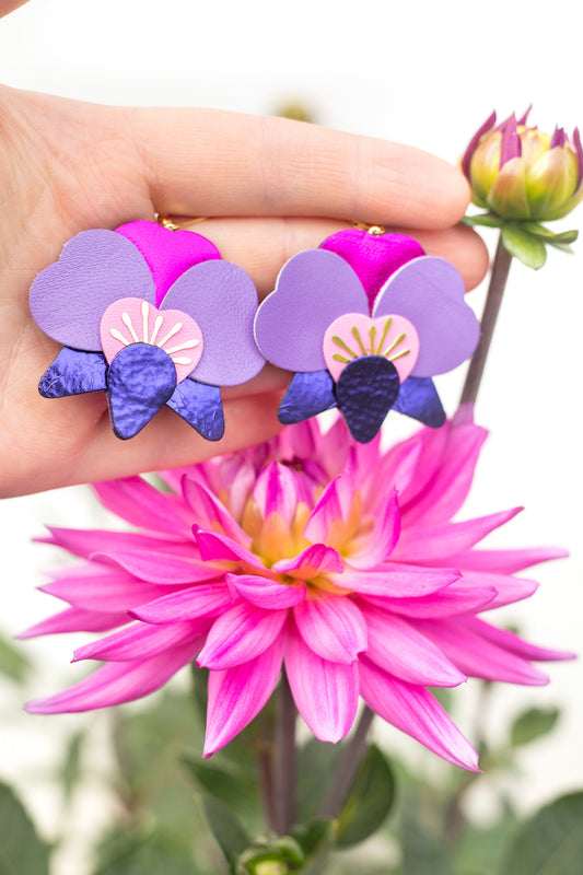 Boucles d’oreilles Orchidées - violet, rose, mauve, fuchsia
