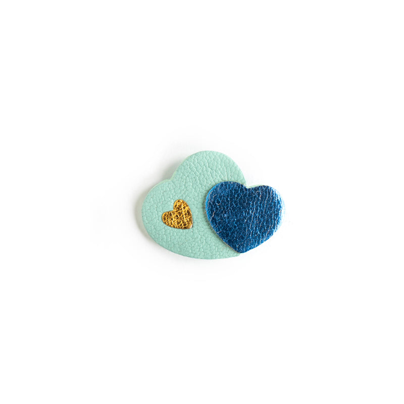 Broches Coeurs entrelacés en cuir multicolores