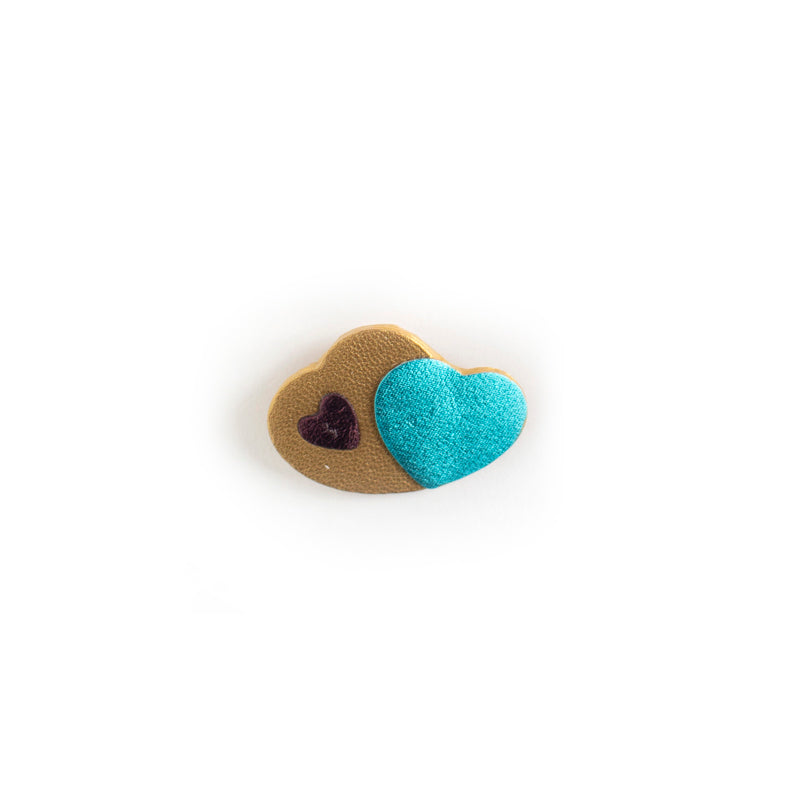 Broches Coeurs entrelacés en cuir multicolores