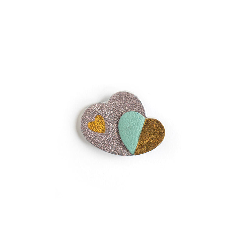 Broches Coeurs entrelacés en cuir multicolores