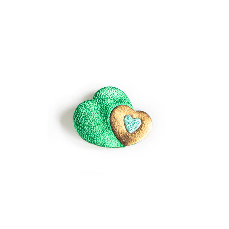 Broches Coeurs entrelacés en cuir multicolores
