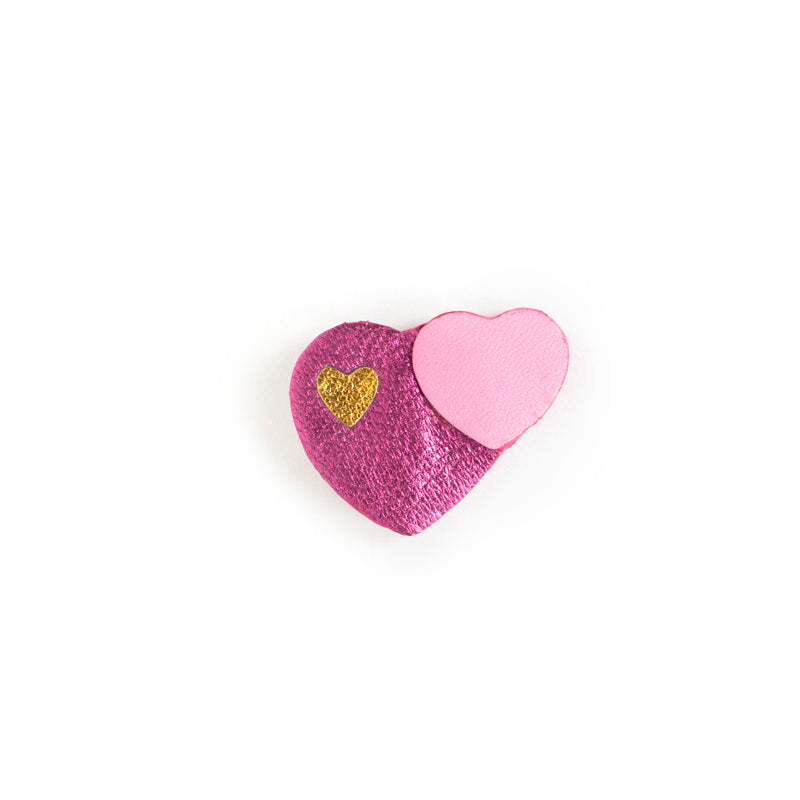 Broches Coeurs entrelacés en cuir multicolores