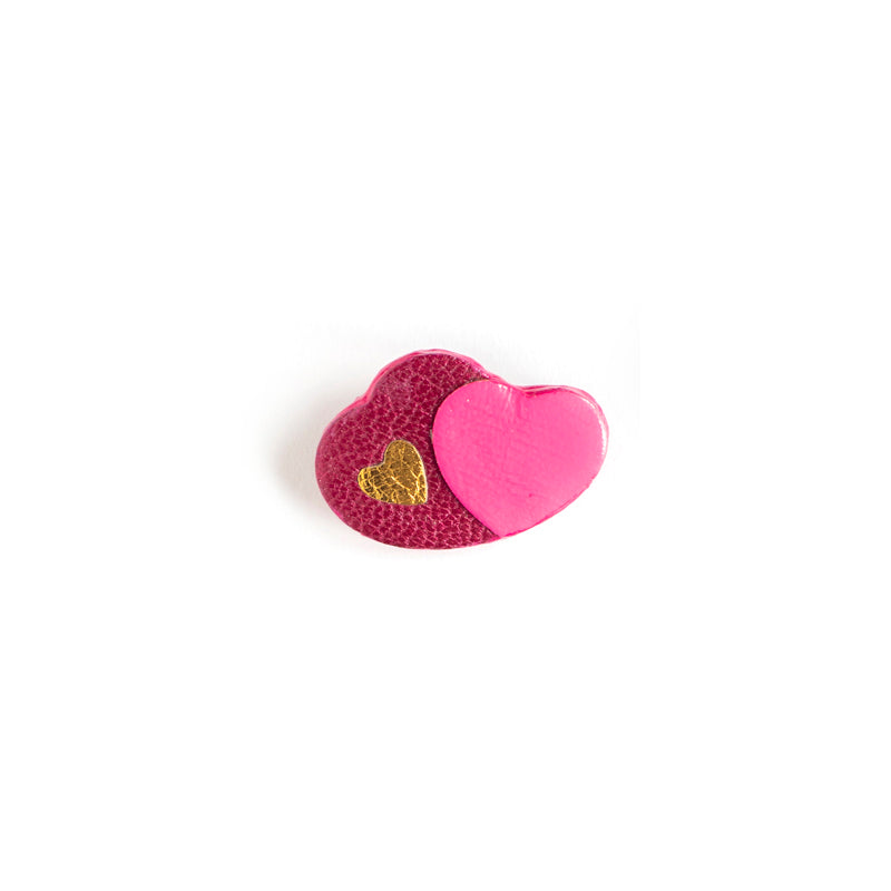Broches Coeurs entrelacés en cuir multicolores