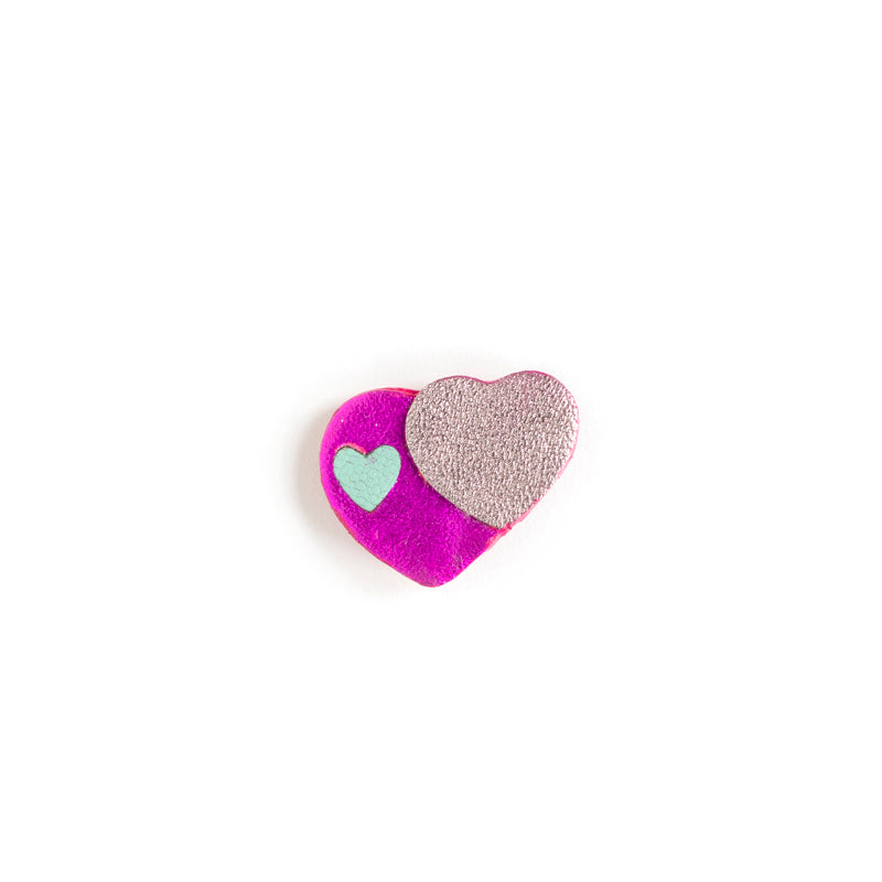 Broches Coeurs entrelacés en cuir multicolores