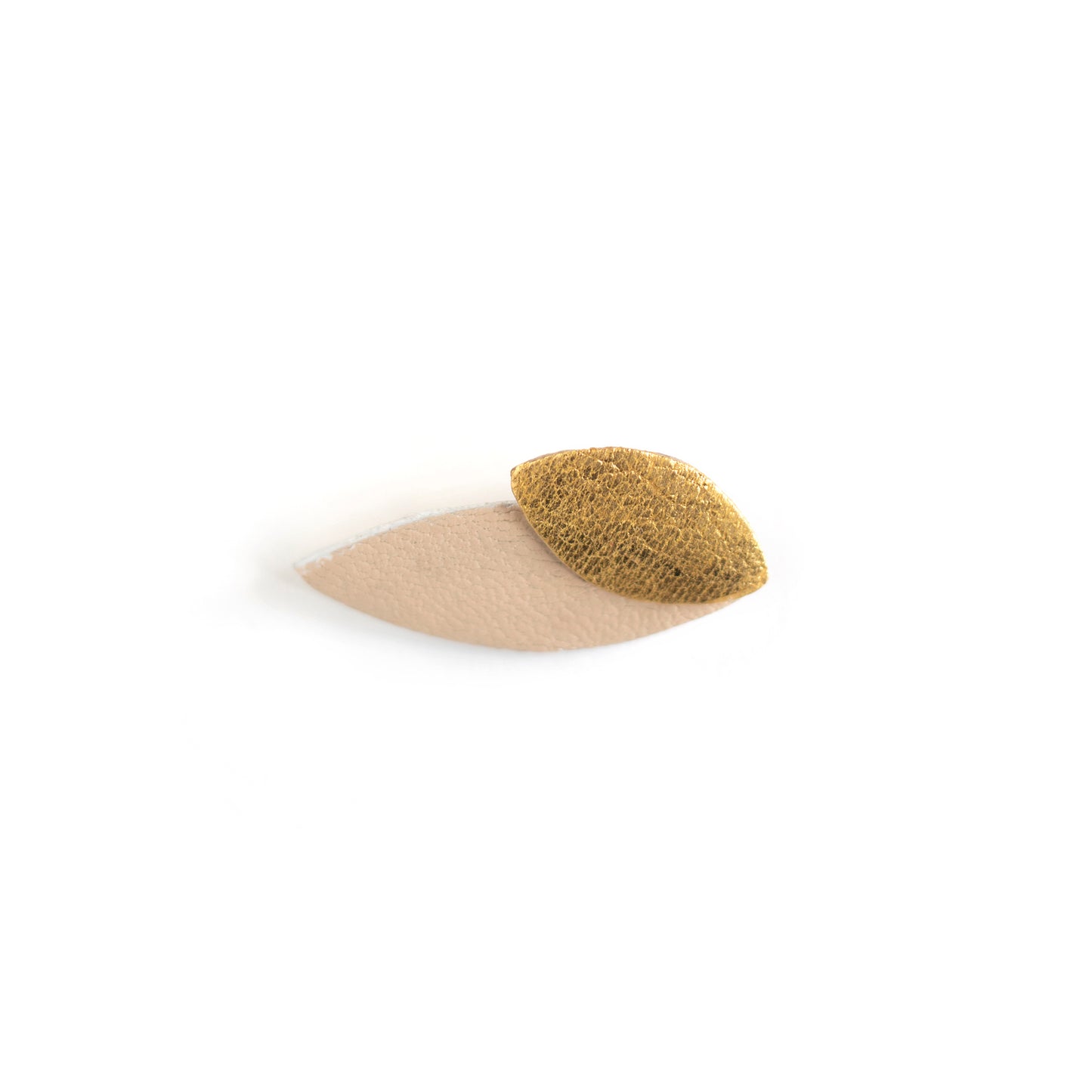 Broche Feuilles en cuir jaune et doré