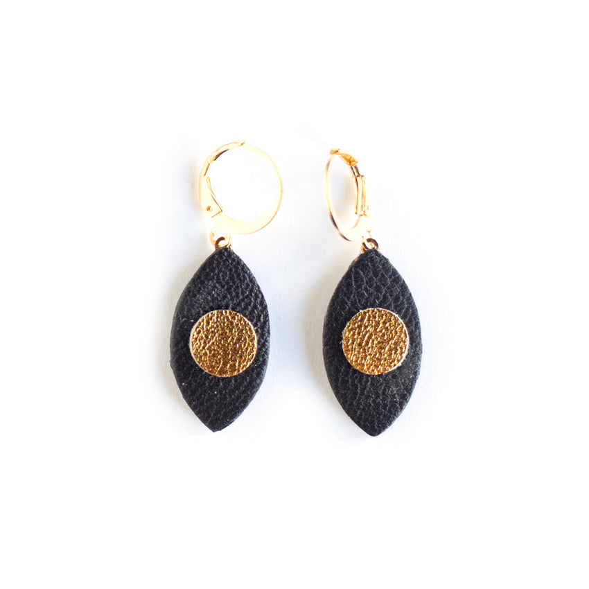 Boucles d'oreilles Oeil de Chat noir