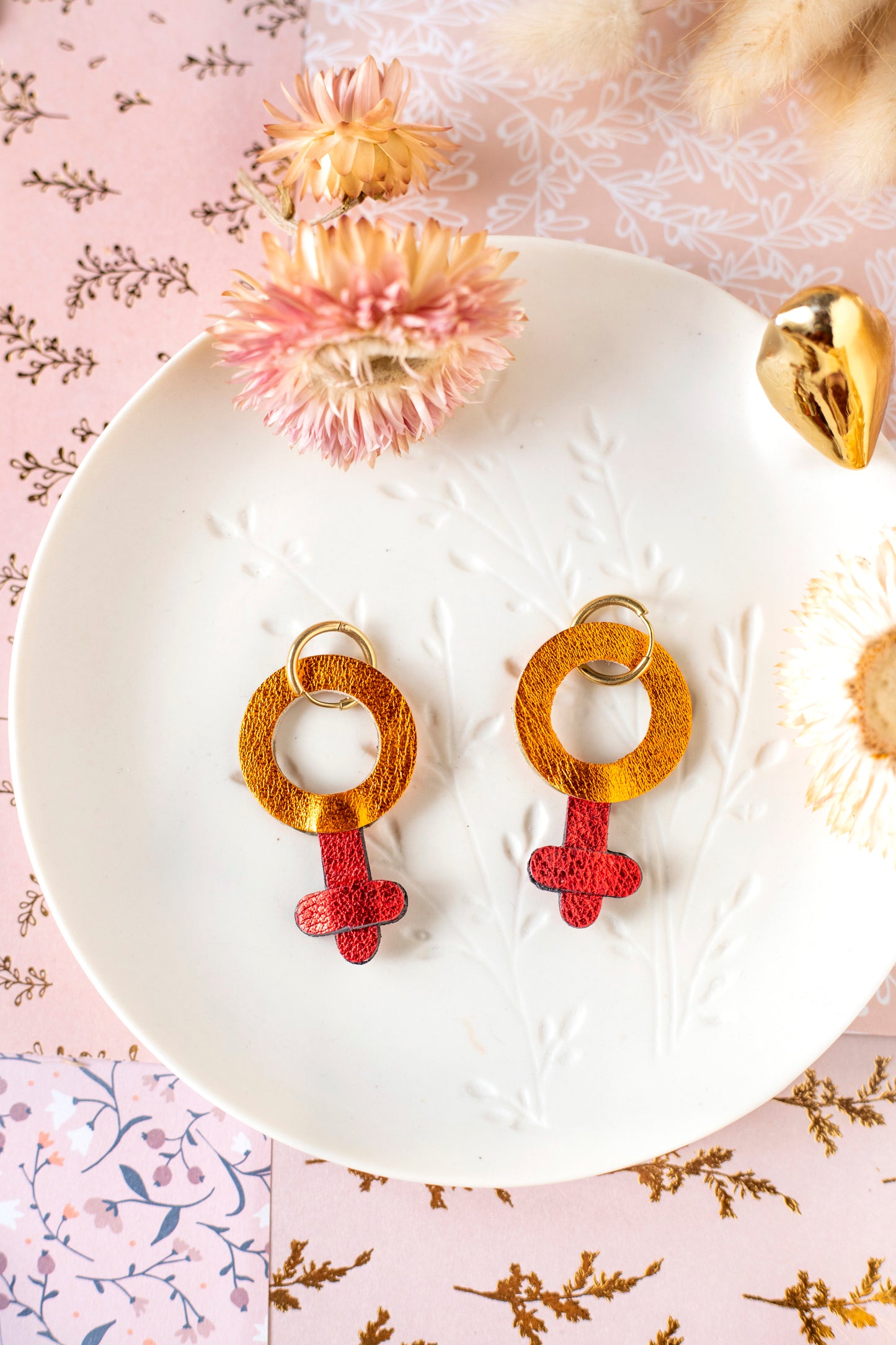 Boucles d'oreilles Symbole féminin orange et rouge Default Title