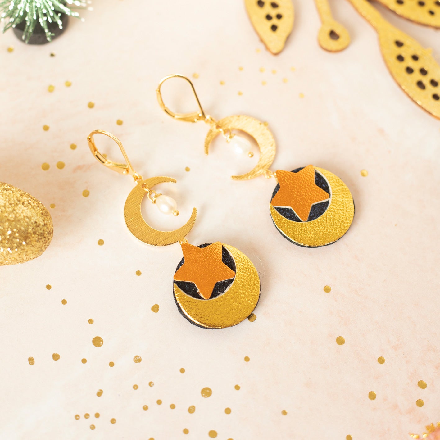 Boucles d’oreilles Lunes magiques orange